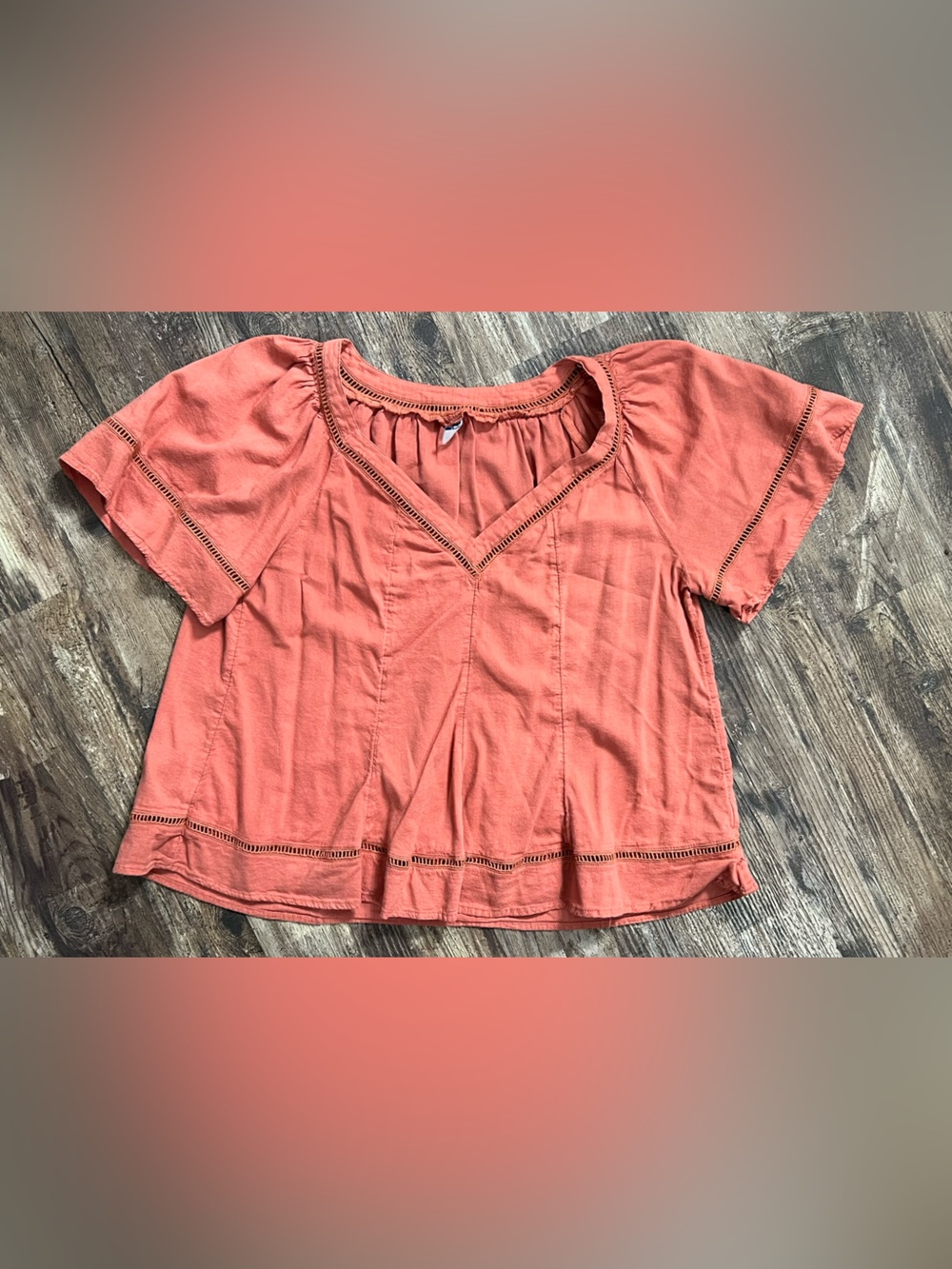 Old Navy Coral V-Neck Ladder-Trim Tunic